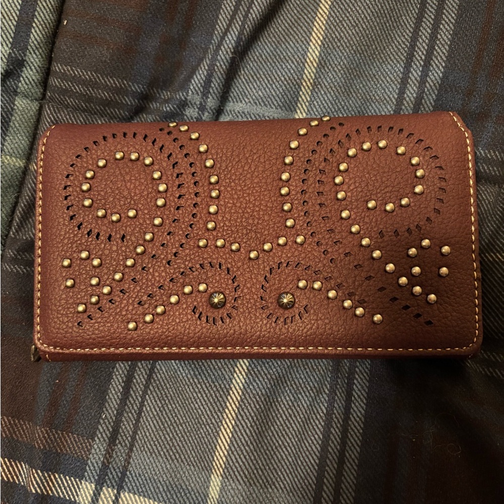 Montana West Brown Studded Key & Card Holder